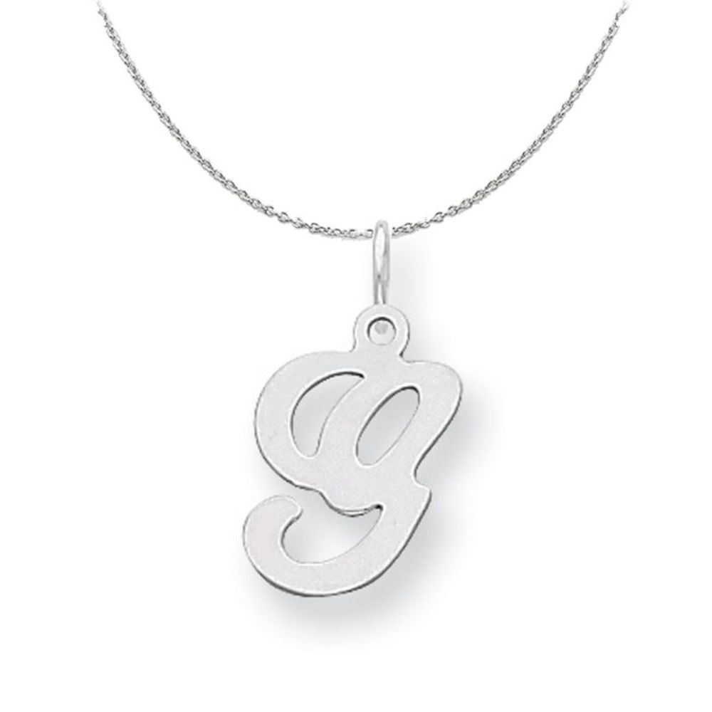 Silver, Sophia Collection, Small Script Initial G Necklace - 16 In